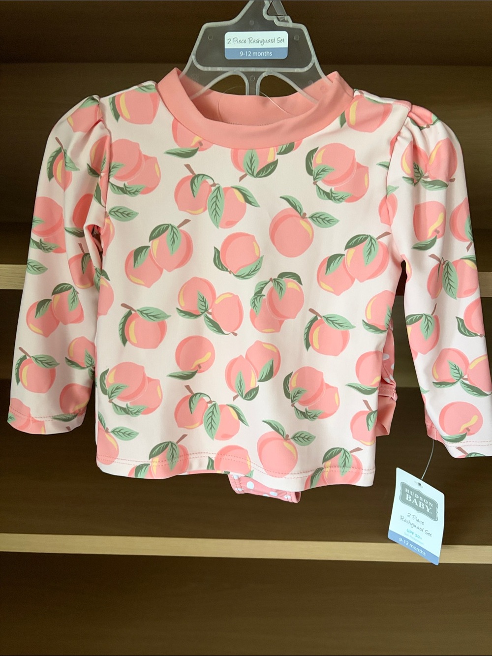 ✨$15✨🍑Hudson Baby Girls’ 2-Piece Swim Rashguard Set | Pink Peach | 9-12m  NWT